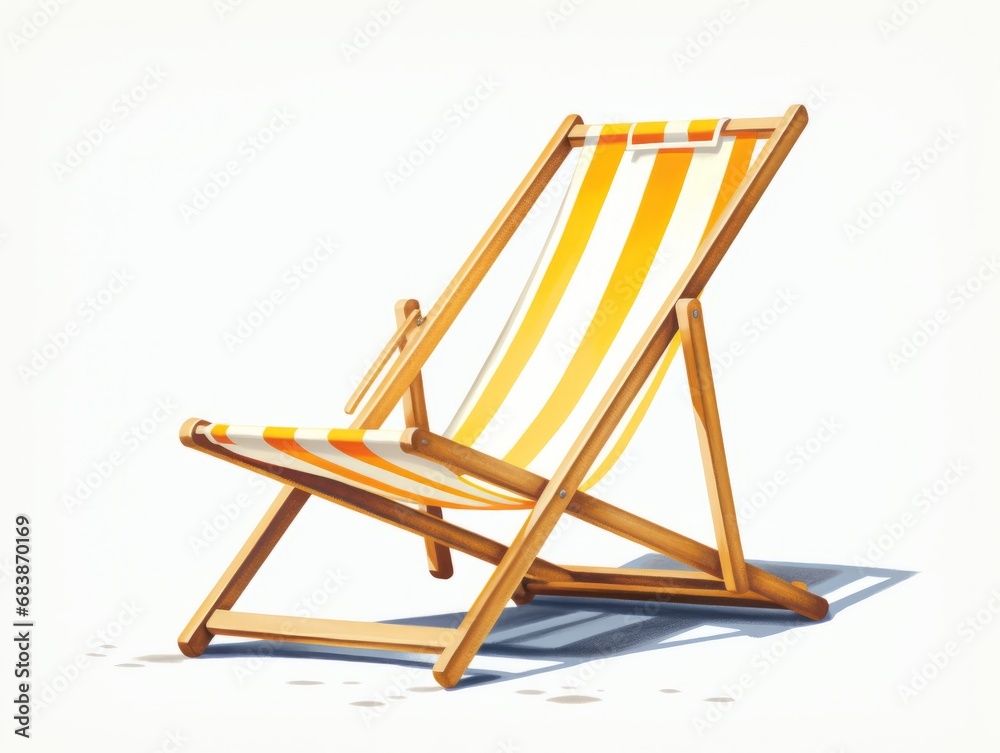 Unwind in Luxury: Exquisite Yellow Striped Beach Deck Chair! Generative AI