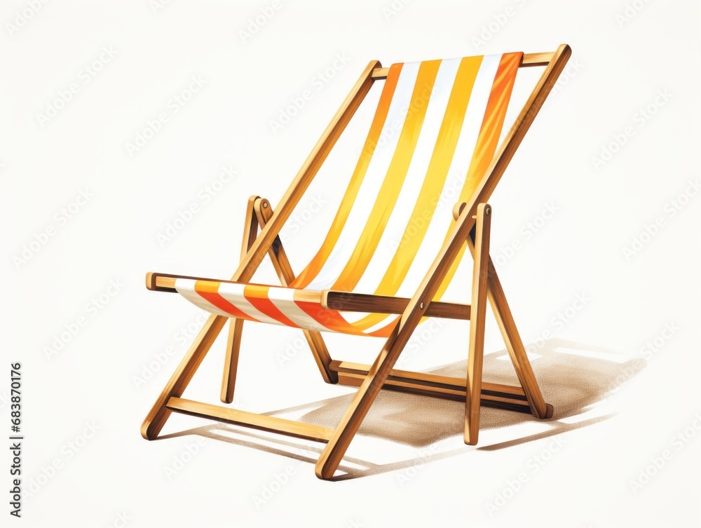 Unleash Summer Vibes with This Vibrant Yellow Striped Beach Deck Chair Generative AI