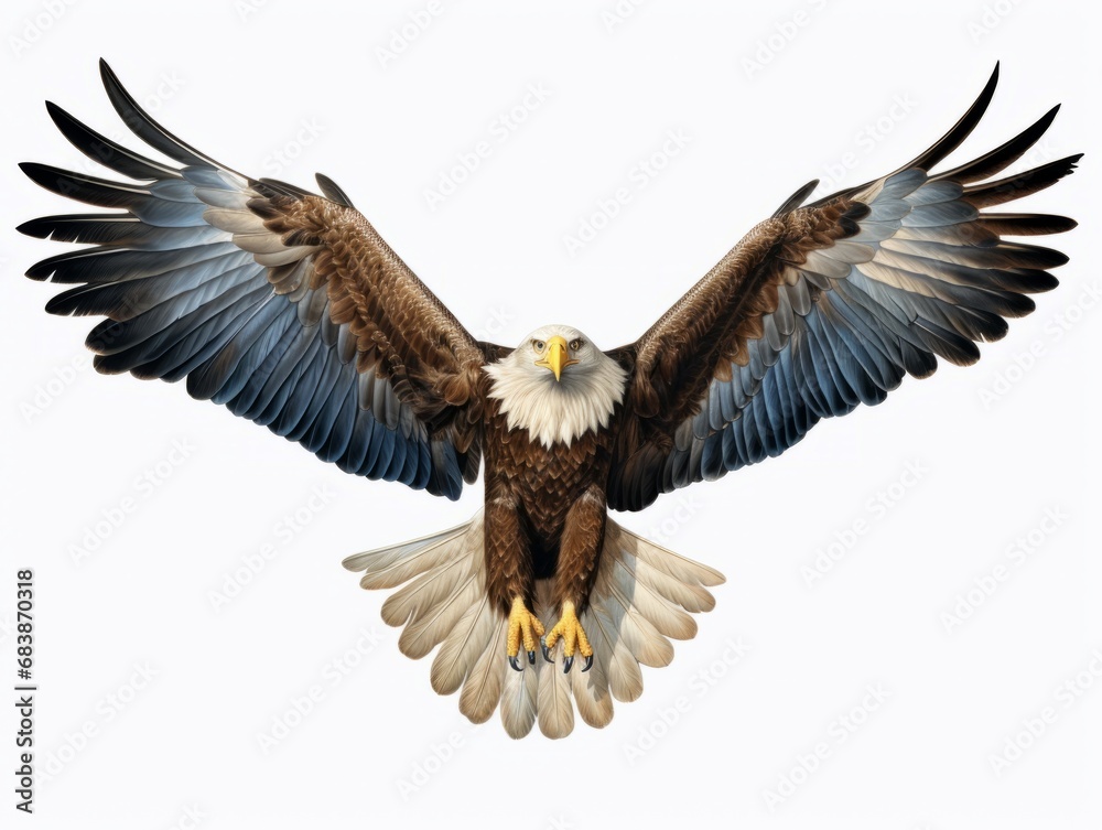 Obraz premium Majestic Display: American Bald Eagle in Full Wing Spread! Generative AI