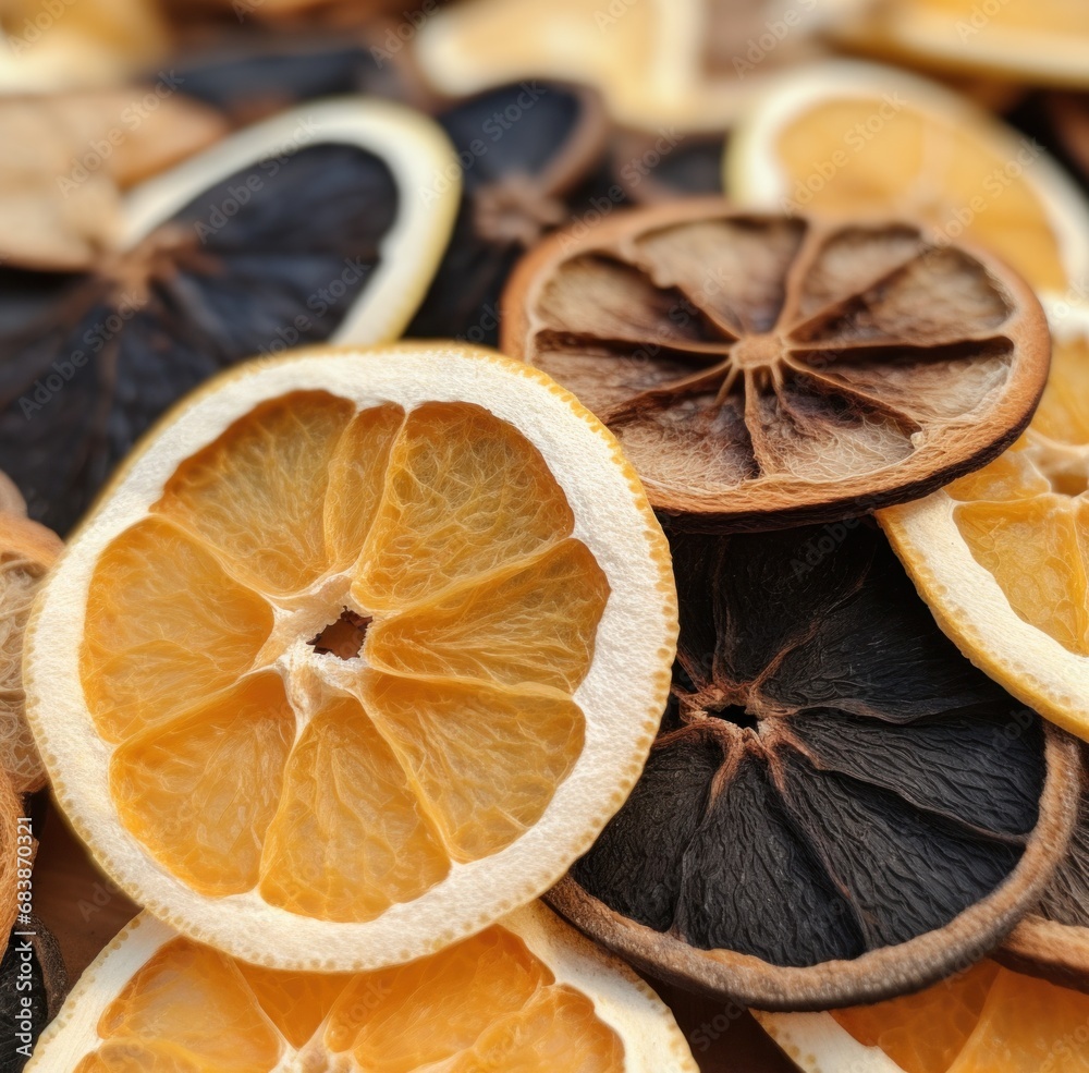 a close up of dried oranges a close up of dried oranges