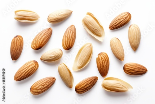 Discover the Power of Almonds: High Quality Almond Kernels Isolated on White Background Generative AI