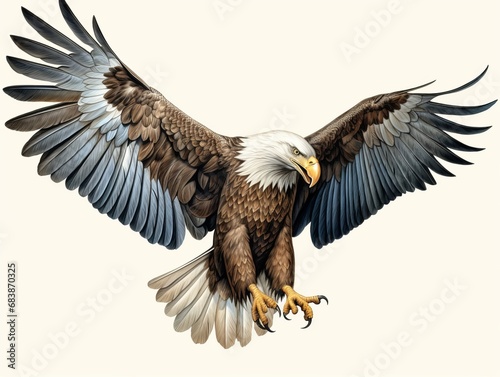 Majestic Wingspan: Stunning Close-Up of an American Bald Eagle Generative AI