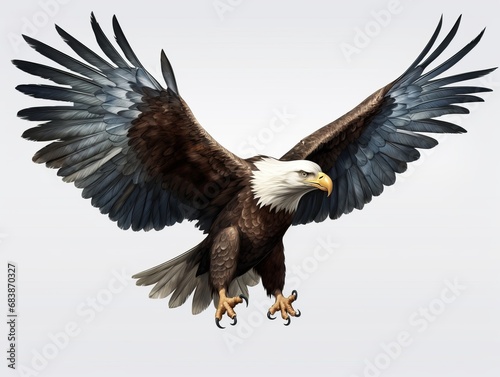 Stunning Display: American Bald Eagle Spreads Wings in Full Glory Generative AI