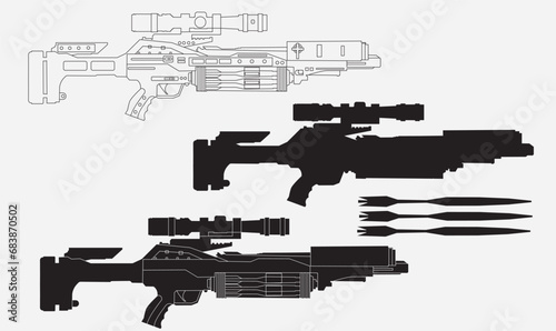 Crossbow Weapon EPS: A dynamic and detailed vector illustration showcasing the intricate design and lethal precision of a crossbow. on white background