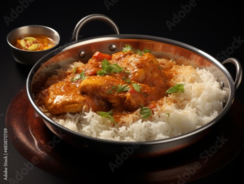 Feast Your Eyes on the Authentic Indian Chicken Curry with Rice - Taste Adventure Awaits! Generative AI