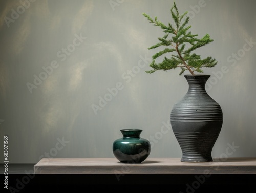 Captivating Ceramic Vase and Lush Plant Display: Enhance Your Home Decor Now! Generative AI