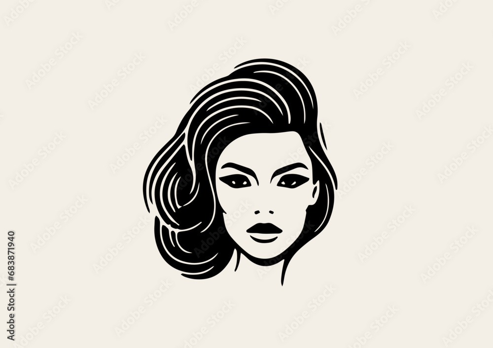 Minimalistic logo. Profile of a woman. Counterform Minimalistic logo. Profile of a woman. Counterform