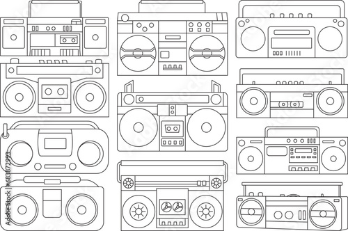 Radio Boombox SVG Outline, Radio Boombox Vector Art