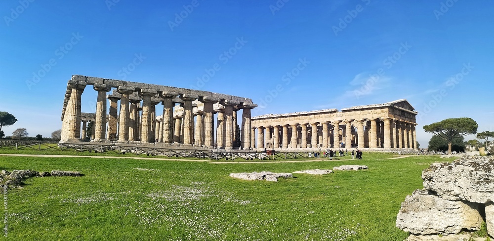 Greek Temple of Hera at Paestum Archeological UNESCO World Heritage Site, Province of Salerno, Campania, Italy