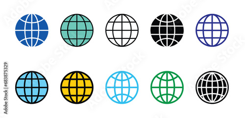 A set of creative colorful website or web or planet icons