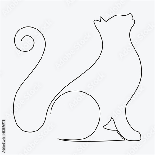 Continuous line hand drawing vector illustration cat art