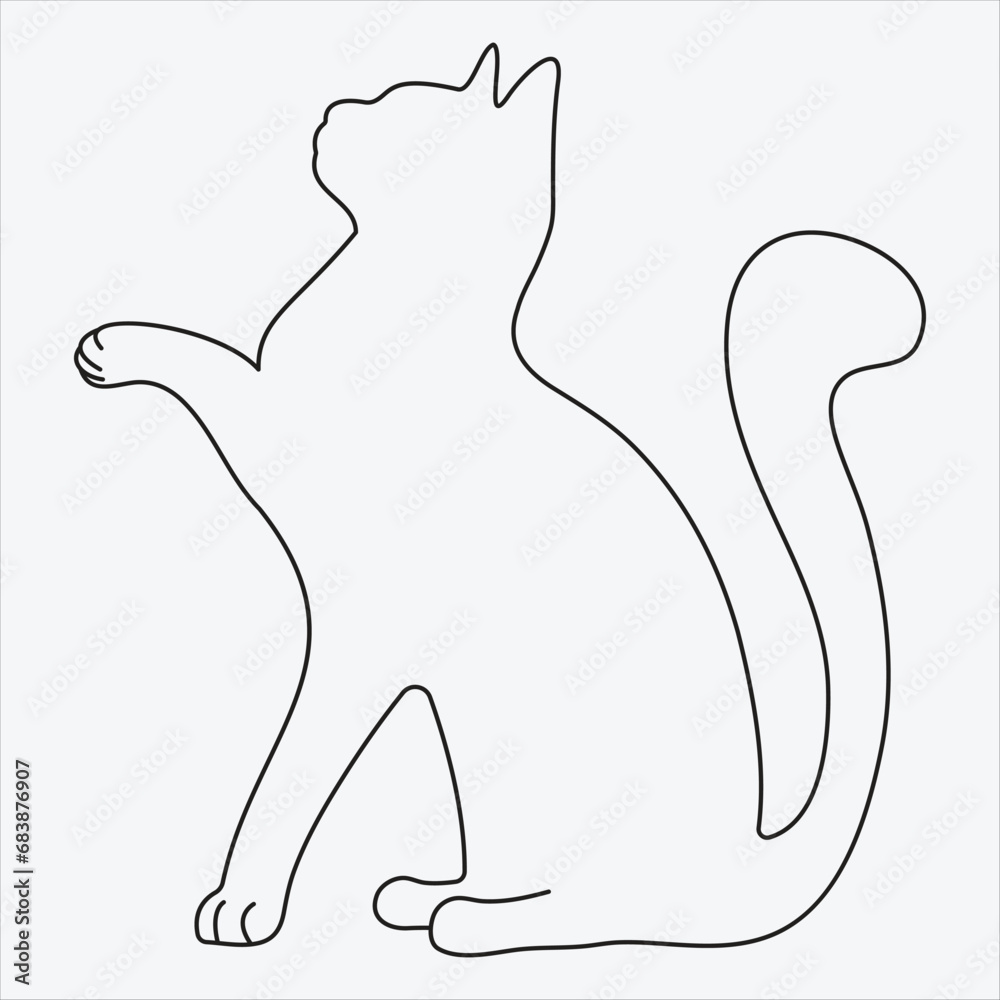 One line hand drawn cat outline vector illustration art One line hand drawn cat outline vector illustration art