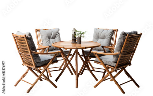 Bamboo Dining Set Outdoors on a Clear Background