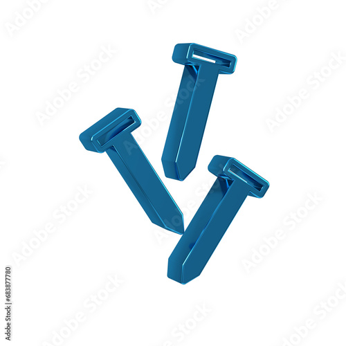 Blue Metallic nails icon isolated on transparent background.