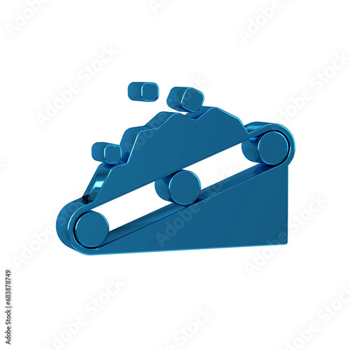 Blue Conveyor belt carrying coal icon isolated on transparent background. © Kostiantyn