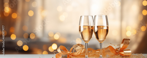 champagne glass New years eve celebration background with