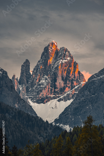 Mountains view in the Dolomites of Sexten, South Tirol, Italy