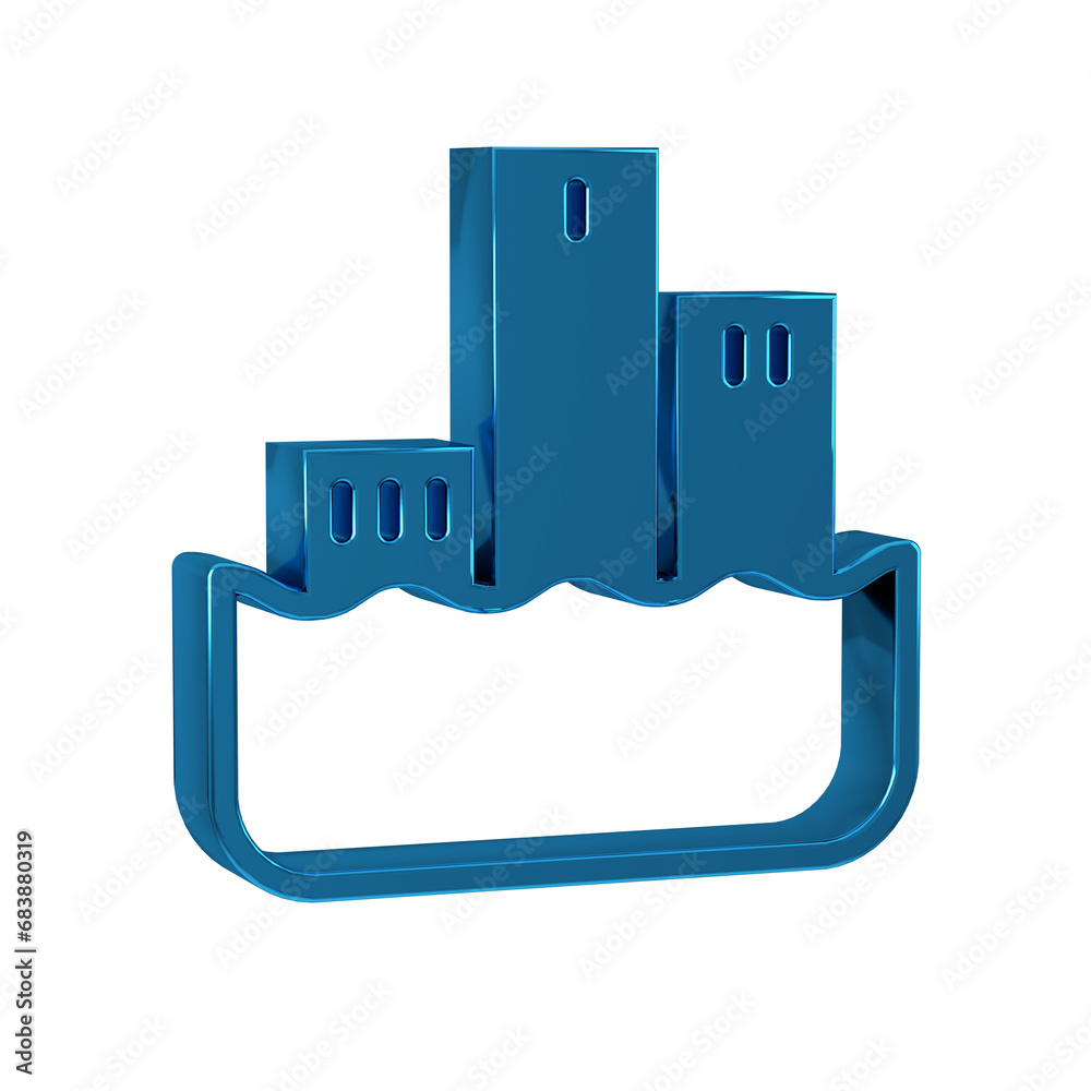 Blue Award over sports winner podium icon isolated on transparent background.