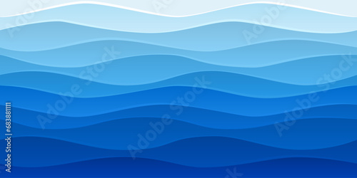 Seamless sea waves pattern. Water wave abstract design. Blue ocean wave layer