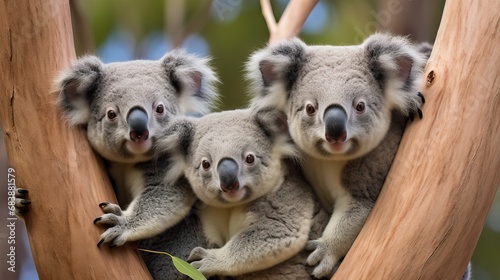 A group of koalas in an Australian eucalyptus forest © MAY