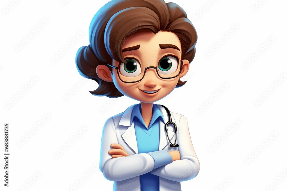 Expressive cartoon medical worker, Generative AI