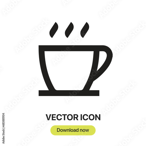 Coffee icon vector. Linear-style sign for mobile concept and web design. Coffee symbol illustration. Pixel vector graphics - Vector.  