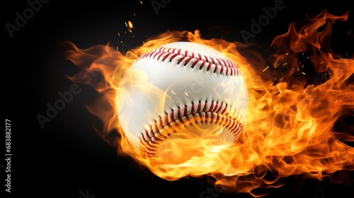 An eye-catching image of a baseball ball on fire