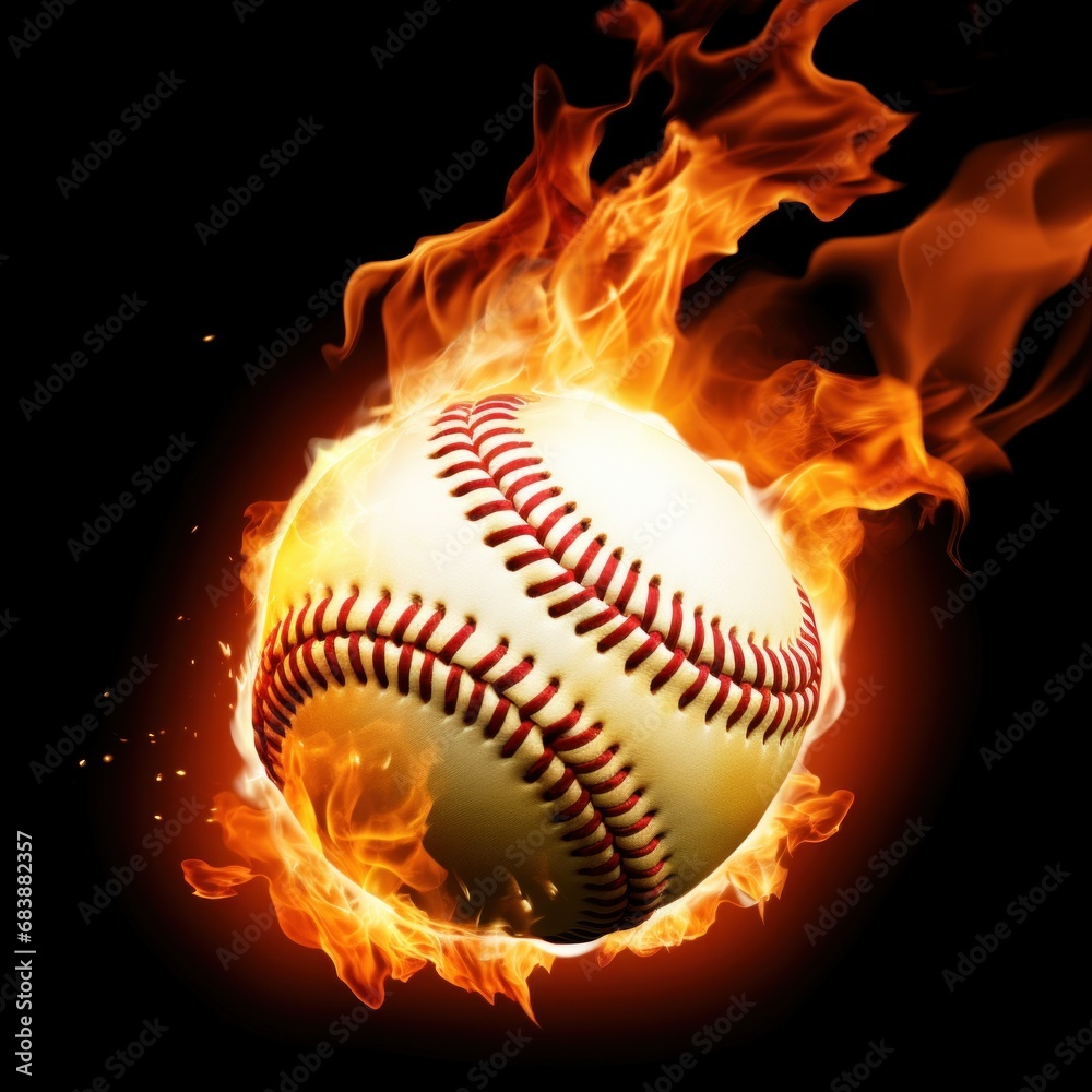 An eye-catching image of a baseball ball on fire An eye-catching image of a baseball ball on fire