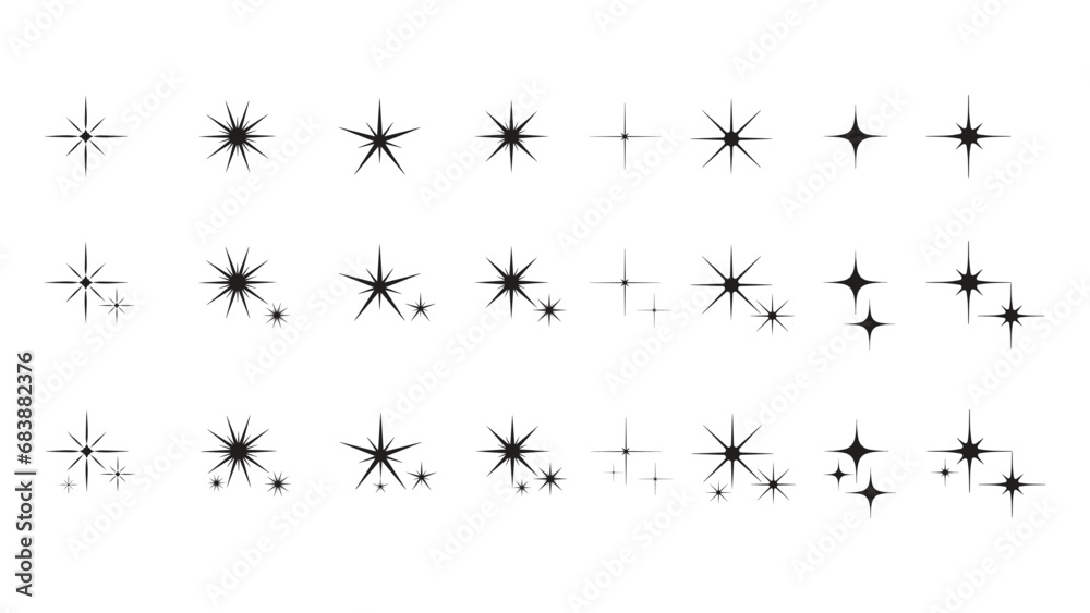 Sparkling stars composition. Glowing black star stencil, isolating various sparkling elements. Sky objects, flashing vector sign clipart
collection of different Christmas snowflakes - obrazy, fototapety, plakaty 