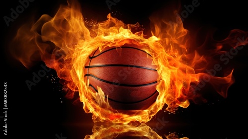 An eye-catching image of a basketball ball on fire, © olegganko