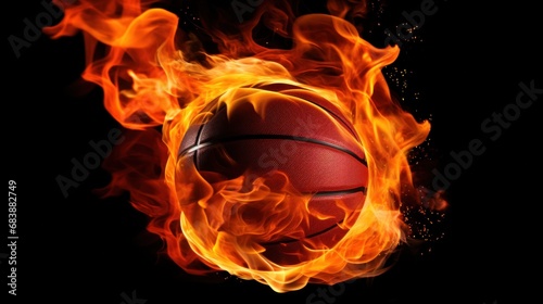 a basketball ball on fire, representing passion and energy, great for creativ...