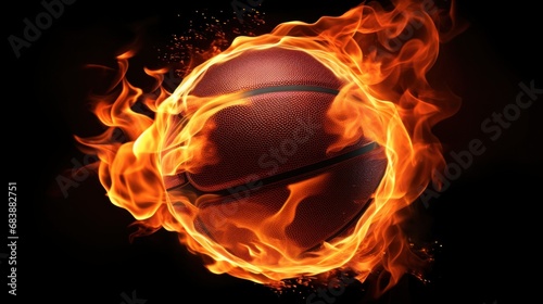 a basketball ball on fire, representing passion and energy, great for creativ...