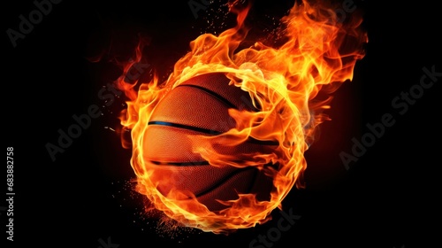 a basketball ball on fire, representing passion and energy, great for creative or dramatic designs
