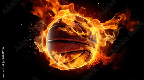 a basketball ball on fire  representing passion and energy  great for creative or dramatic designs
