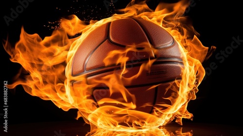 a basketball ball on fire, representing passion and energy, great for creativ...