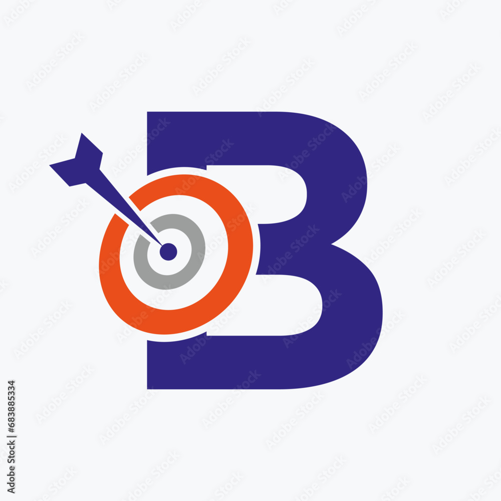 Letter B Arrow Target Logo Combine with Bow Target Symbol Letter B Arrow Target Logo Combine with Bow Target Symbol