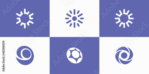 Collection of vector variations of sunlight logo designs