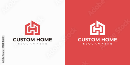 Initial letter H house logo design. Minimalist logo for home and real estate.