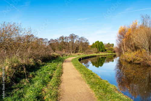 Canal with towpath in Cheshire UK