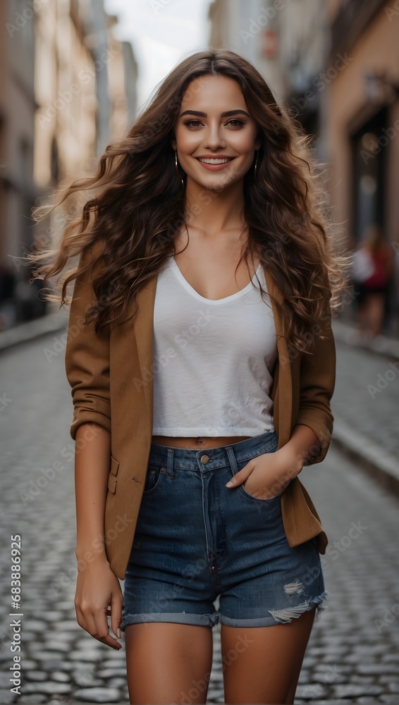 portrait of a smiling girl on the street