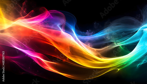 Rainbow wave on black background abstract wallpaper