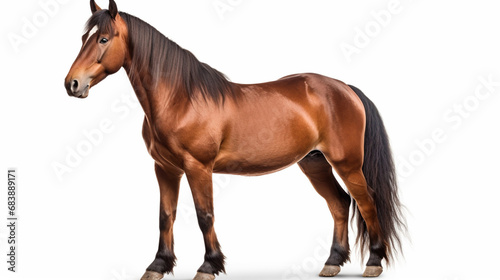 Purebred red horse isolated on white background. generative ai