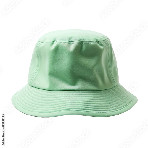 Green bucket hat isolated on white or transparent background
