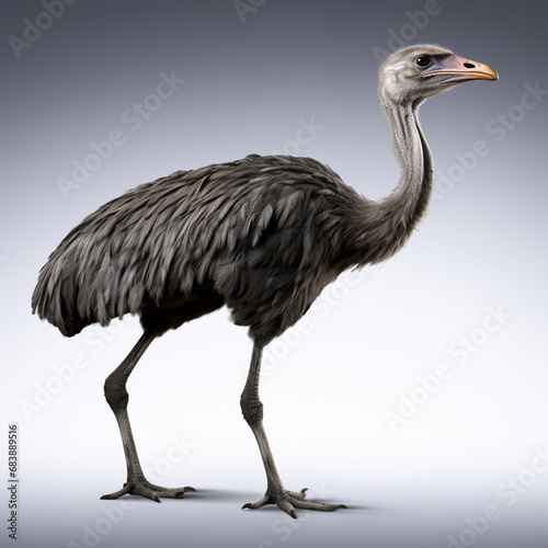 full body Of A Ostrich On White Background. generative ai