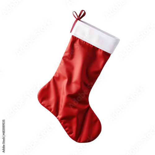 Red Christmas stockings isolated on white or transparent background