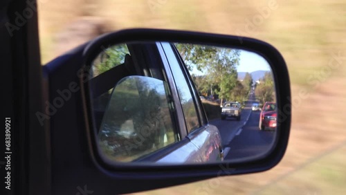 Car rearview in the high road 
