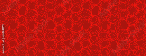 Background with hand-drawn red wire rings. Happy New Year deep red design. Chinese New Year.