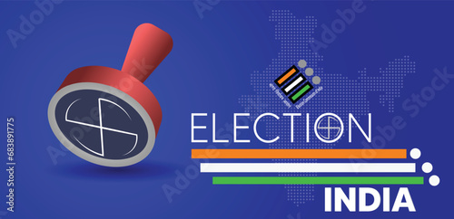 stamp ballot election in India vector poster 