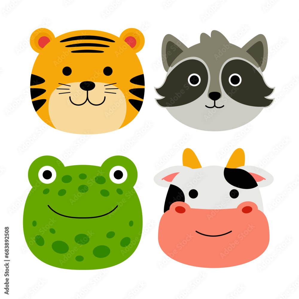 animal objects vector illustrations set