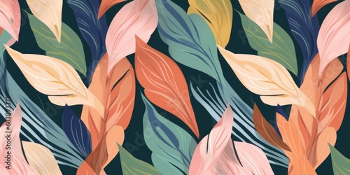 Artistic seamless pattern with abstract leaves. Modern design, Generative AI